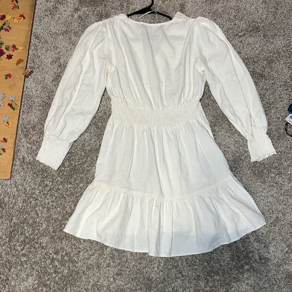 ZARA OYSTER WHITE LINEN BLEND DRESS SIZE SMALL FITS UP TO A MEDIUM - Picture 7 of 11
